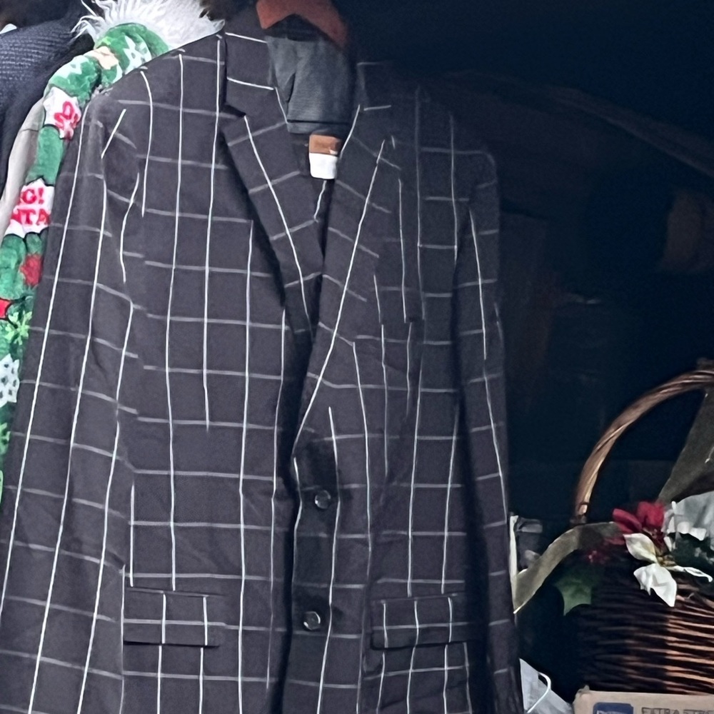 Steve Harvey Reserve Black Plaid Suit Big & Tall 52L/47W